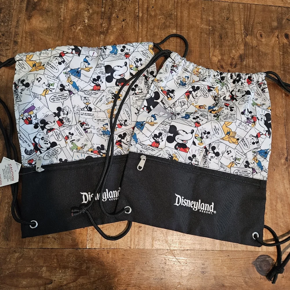 Two Disneyland Resort Mickey and Friends Cartoon Cinch Bags